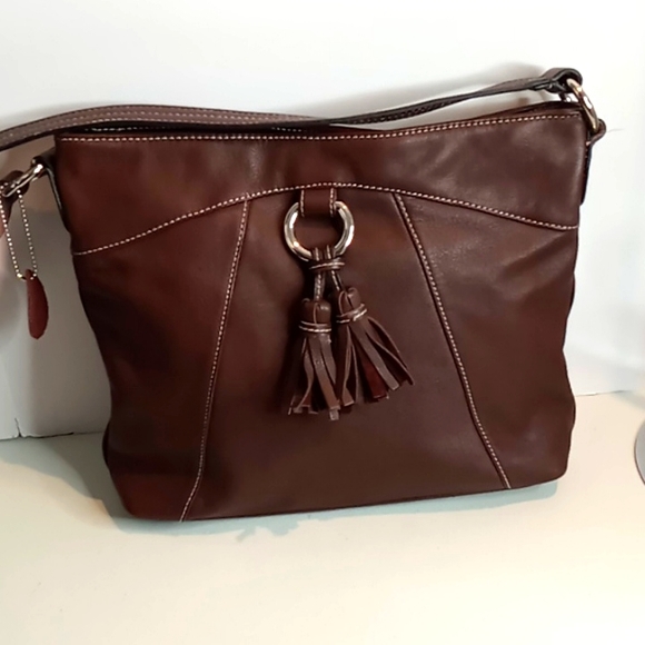 Sears- All Leather Shoulder Bag -Y2K/Bohemian/Minimalist- Brown - Picture 6 of 15
